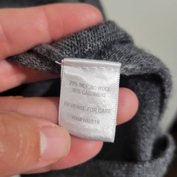 Garnet Hill Grey Merino Wool Cashmere Tunic Turtle Sweater Large - Picture 9 of 11